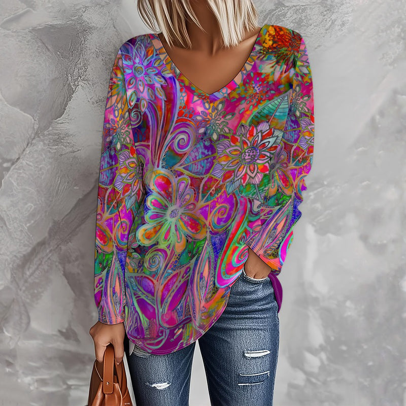 Camiseta con Estampado Floral Vintage