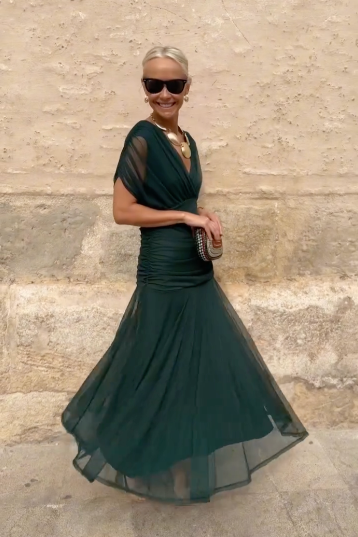 Laura | Vestido Largo de Fiesta Elegante con Cuello en V