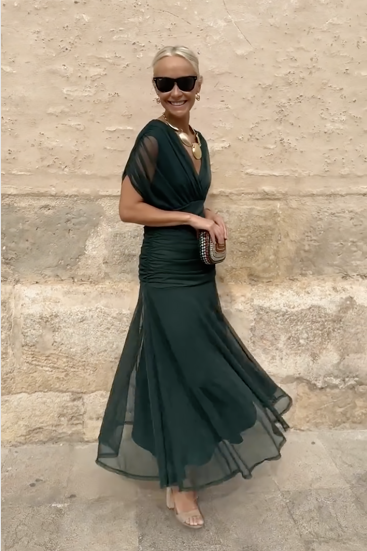 Laura | Vestido Largo de Fiesta Elegante con Cuello en V
