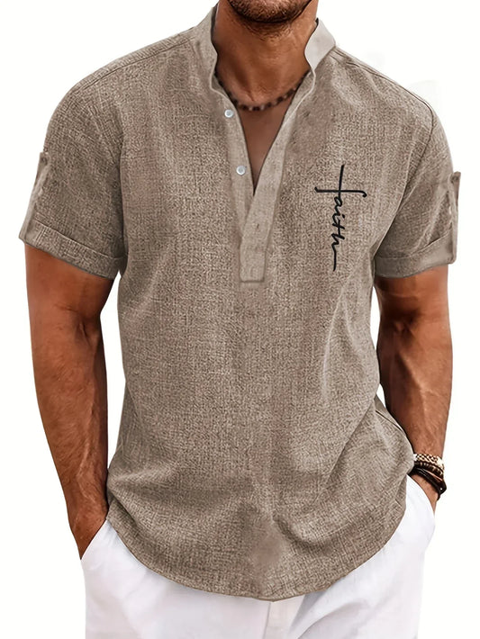 PRADO | Camisa Elegante de Manga Corta y Cuello Alto