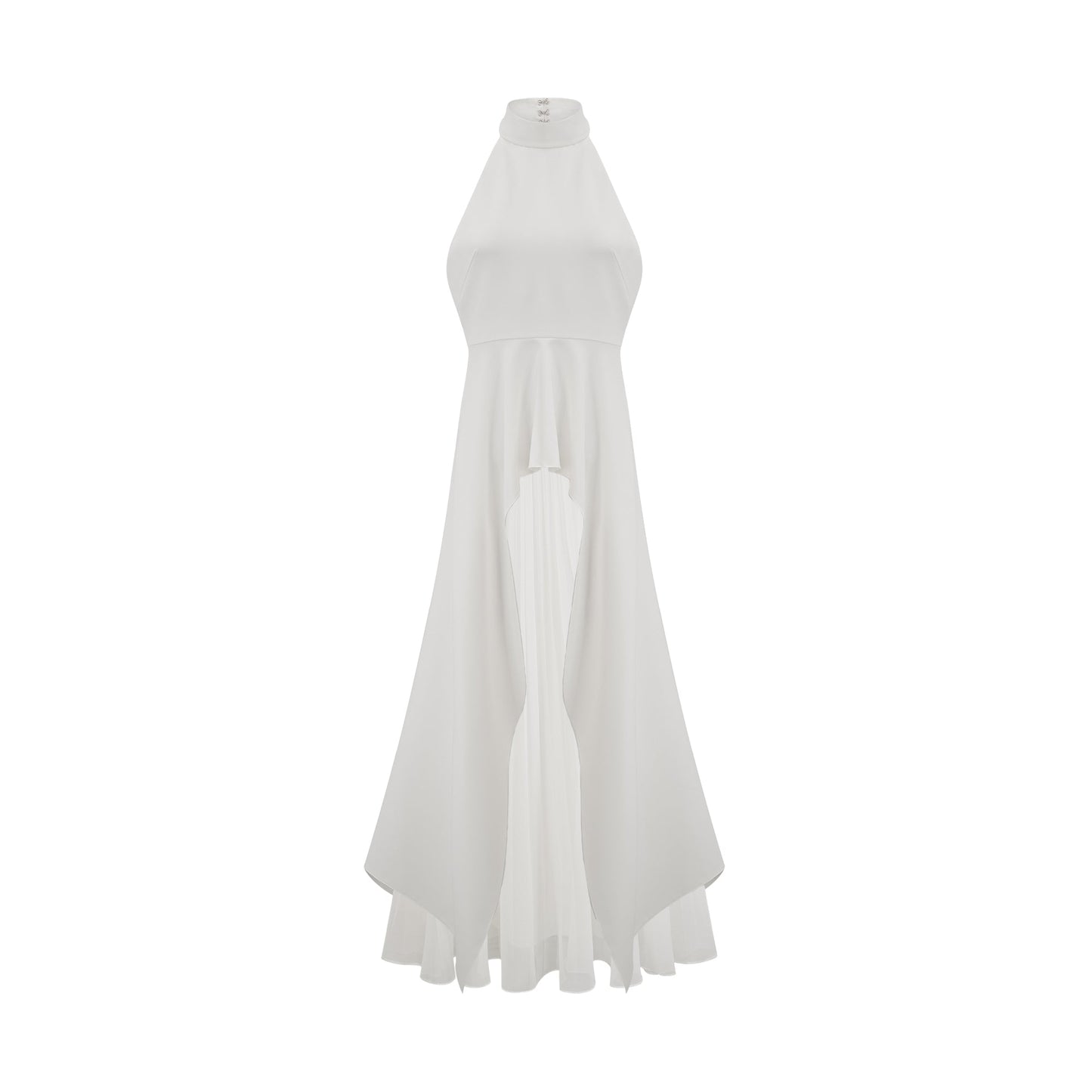Vestido Largo con Capas y Cuello Halter Clara