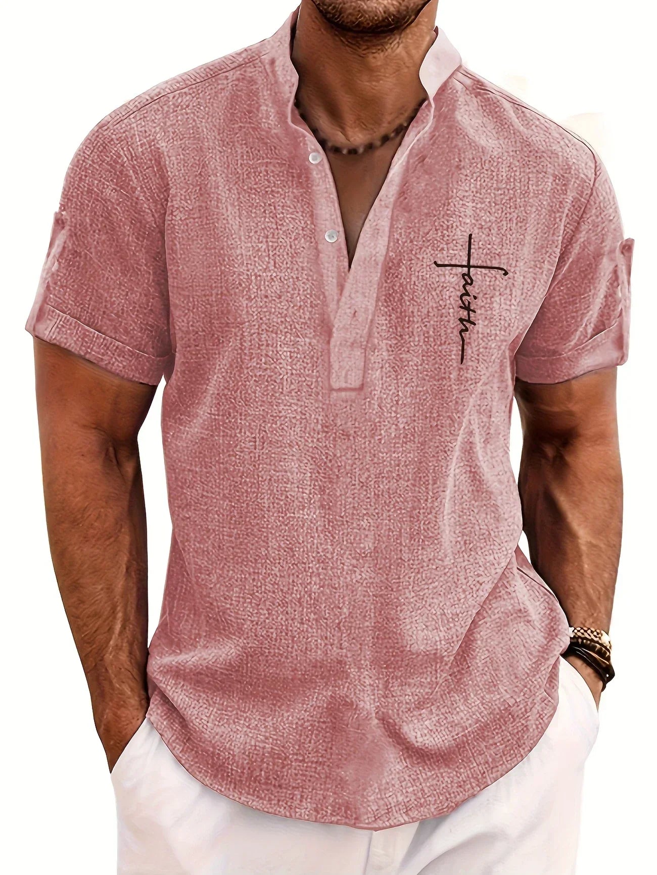 PRADO | Camisa Elegante de Manga Corta y Cuello Alto