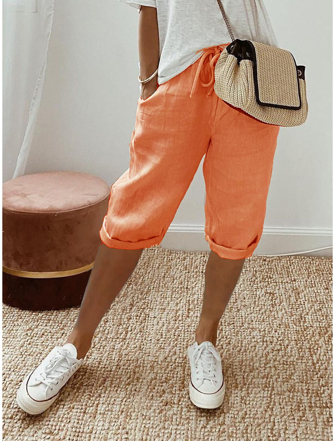 NATALIA | Pantalones Capri Informales de Algodón y Lino para Mujer