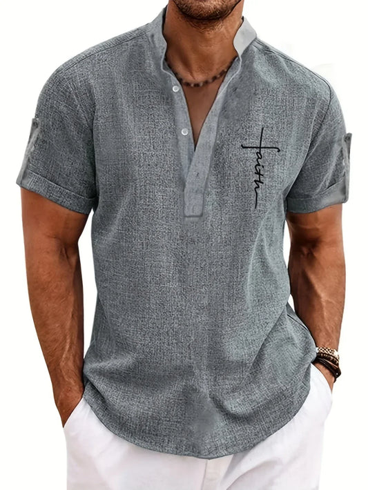 PRADO | Camisa Elegante de Manga Corta y Cuello Alto