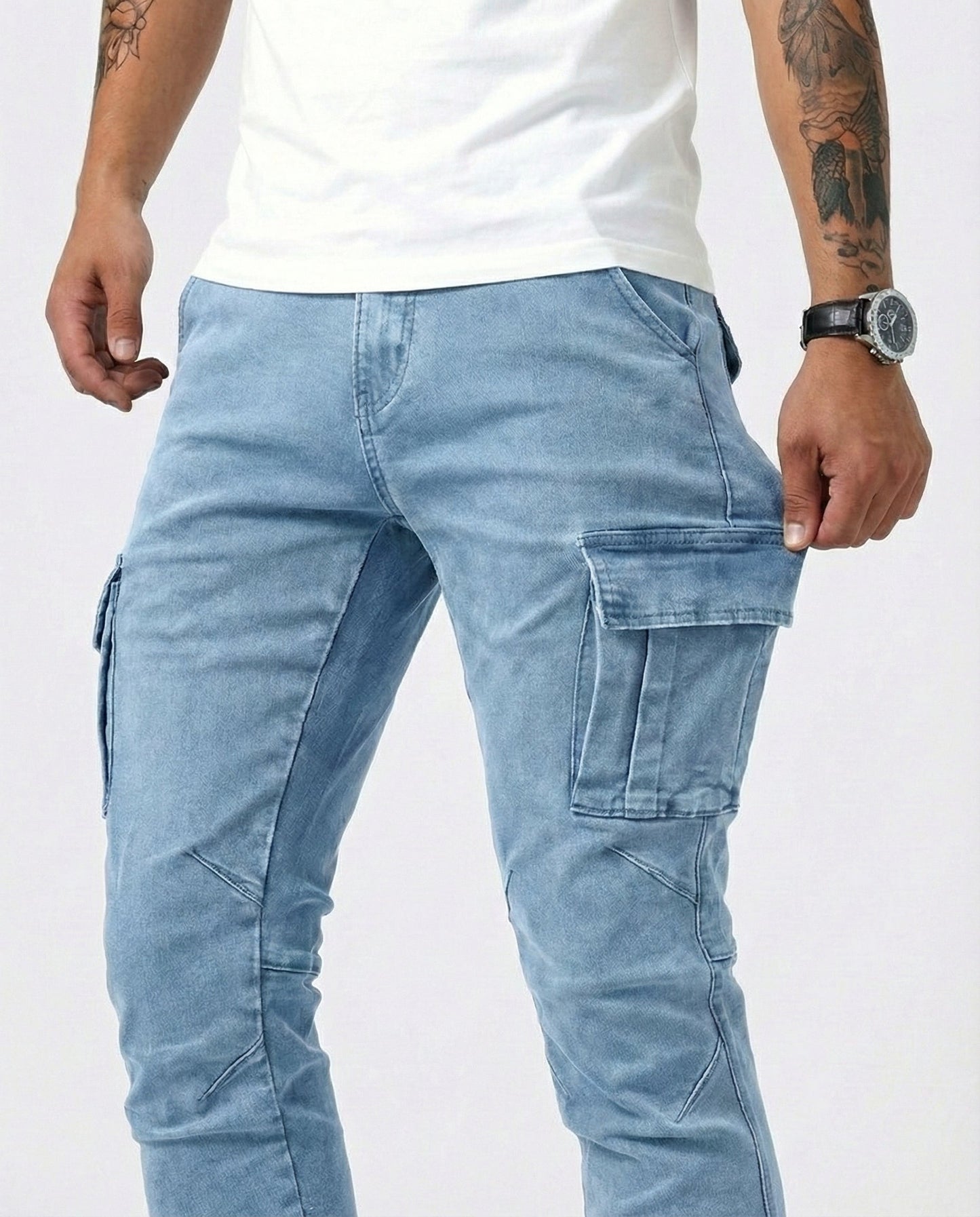 FRANCISCO | Pantalón Cargo Marino Elástico
