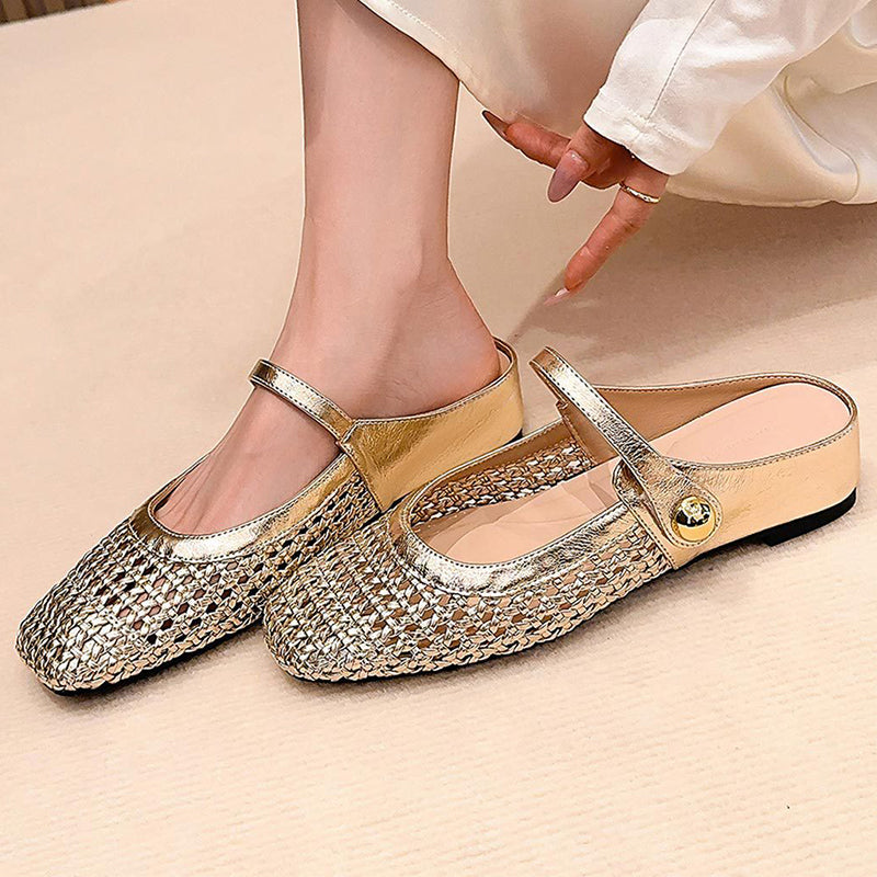 ✨👡 ¡NOVEDAD PARA 2026! Mules de mujer de tejido trenzado con puntera cuadrada y cierre tipo Mary Jane 🌸💖🎀