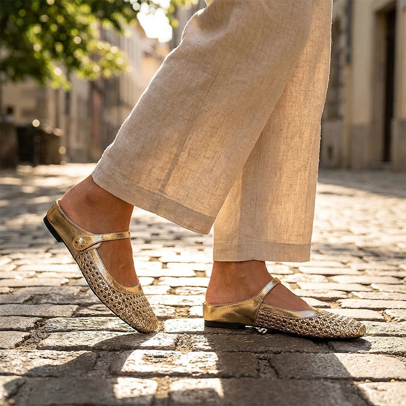 ✨👡 ¡NOVEDAD PARA 2026! Mules de mujer de tejido trenzado con puntera cuadrada y cierre tipo Mary Jane 🌸💖🎀