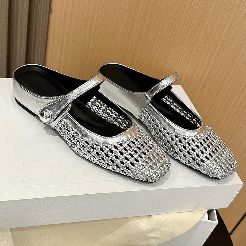 ✨👡 ¡NOVEDAD PARA 2026! Mules de mujer de tejido trenzado con puntera cuadrada y cierre tipo Mary Jane 🌸💖🎀