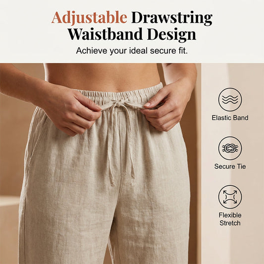 NATALIA | Pantalones Capri Informales de Algodón y Lino para Mujer
