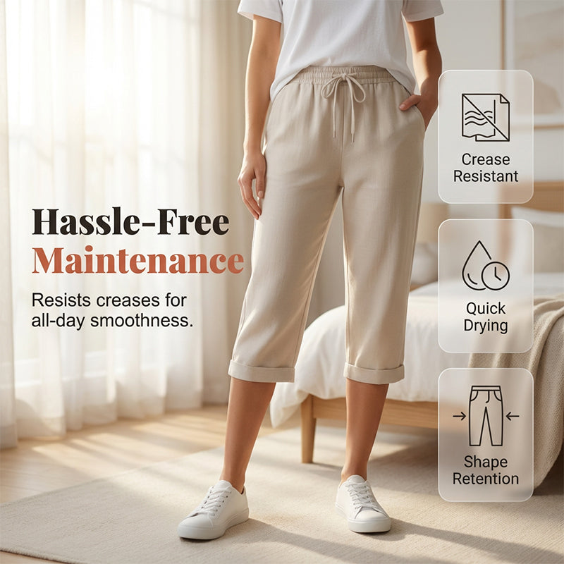 NATALIA | Pantalones Capri Informales de Algodón y Lino para Mujer